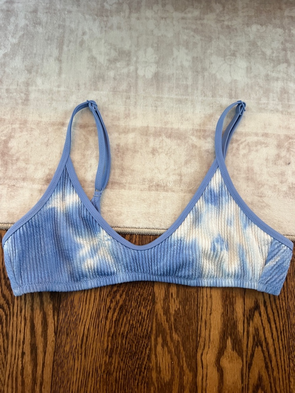 AerieTie-Dye Ribbed Bikini - Light Blue & White